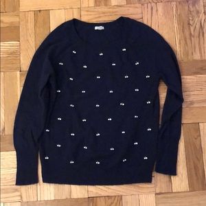 Navy blue cashmere embellished sweater